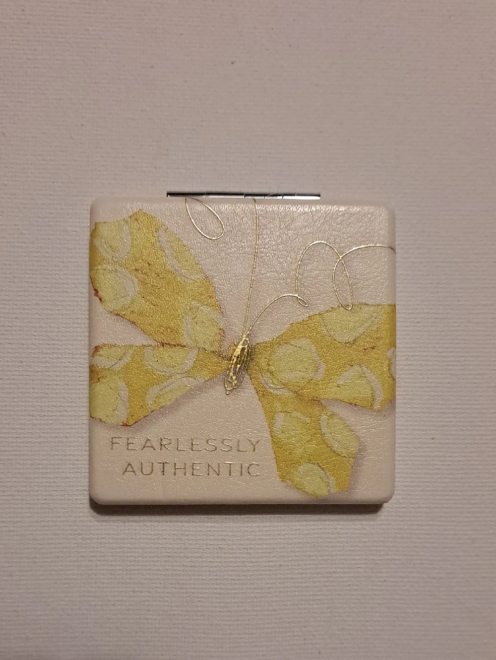 Bundle of 2 Butterfly Compact Mirrors - Yellow & Mint with Gold Detailing